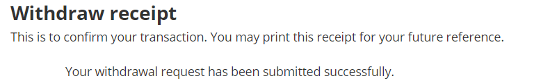 screenshot of withdrawal receipt 