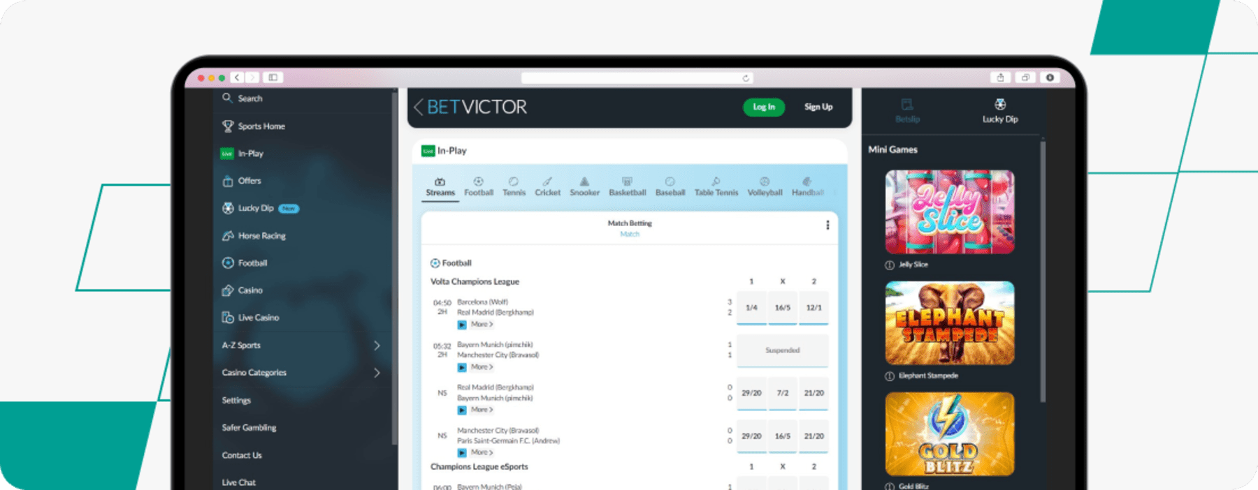 BetVictor eSport Betting desktop screenshot