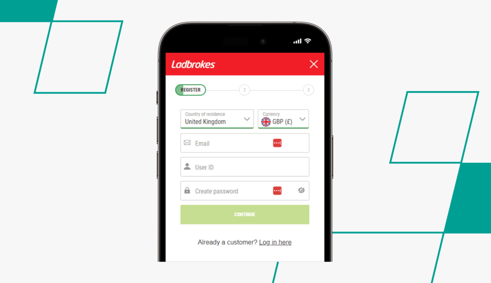 screenshot of ladbrokes registration page