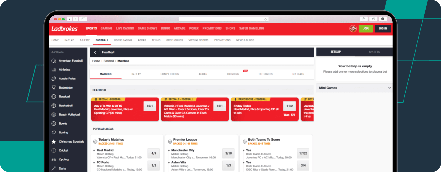 Football Matches on Ladbrokes